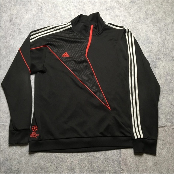 Adidas Men's Black Jacket with Red and White Accents - Picture 1 of 6